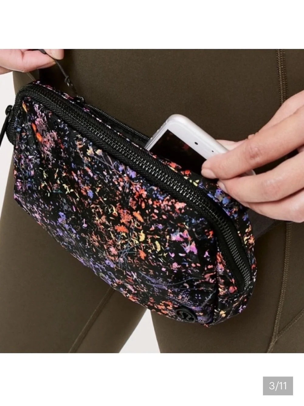 Rare lululemon athletica Black Multi Floral-Print bag belt